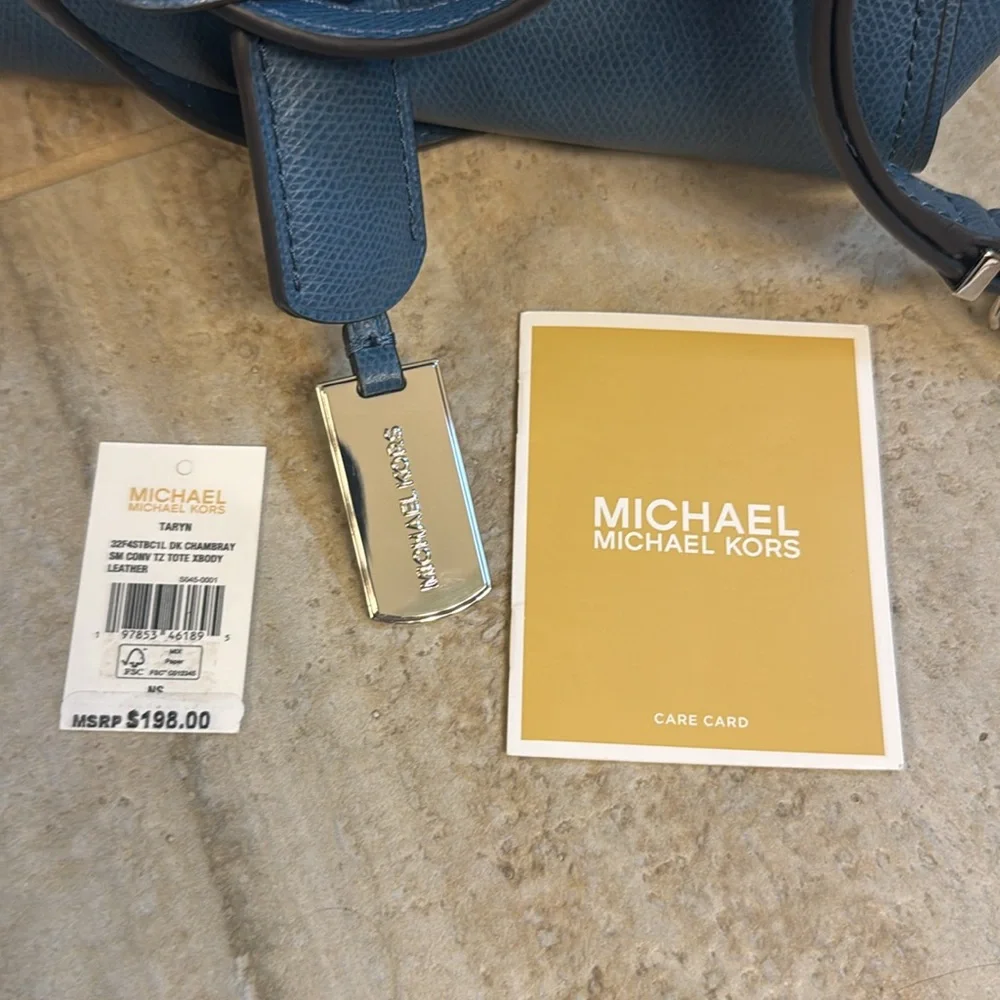 New Michael Kors Taryn Small Convertible TZ Tote Crossbody in Dark Chambray